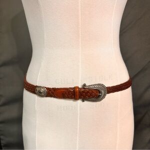 Braided Leather Western Belt  women Brown Brighton Leather Size M Vintage